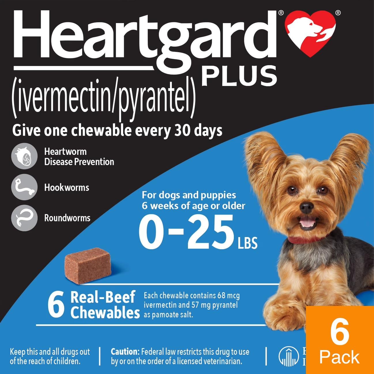 Heartgard Plus For Dogs Under 25 lbs (11 kg) - 6 Chewables