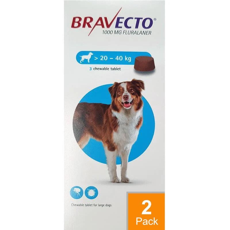 Bravecto Chews For Dogs 44-88 lbs (20-40 kg) - 2 Chews
