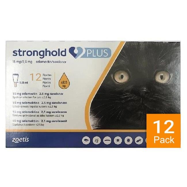 Stronghold Plus for Small Cats less than 5.5 lbs (2.5 kg) - 12 pack