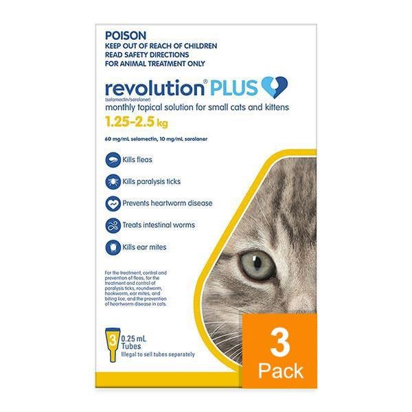 Revolution Plus for Kittens & Small Cats 2.8-5.5 lbs (1.25-2.5 kg) - 3 pack