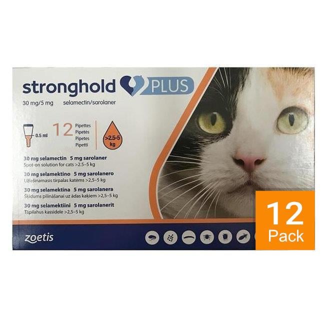 Stronghold Plus for Medium Cats 5.5 lbs to 11 lbs (2.5 kg to 5 kg) - 12 pack
