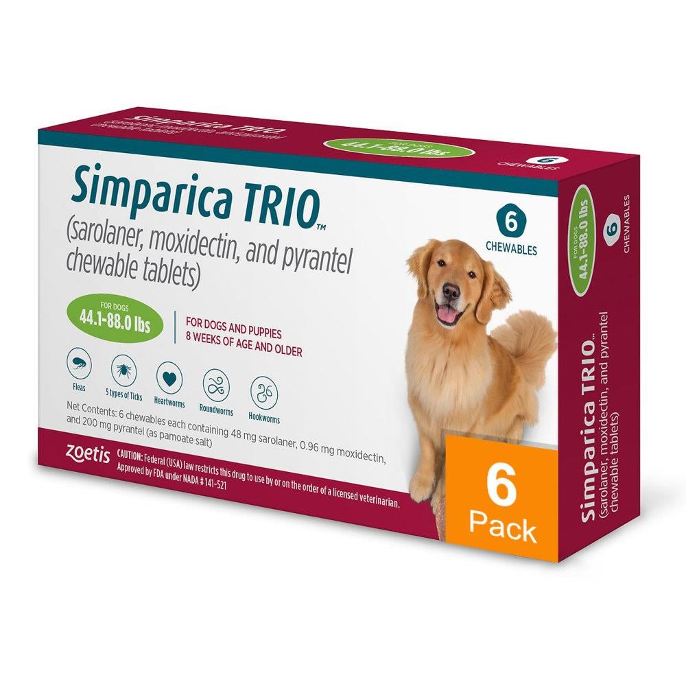 Simparica Trio for Dogs 44.1-88 lbs (20-40 kg) - 6 Pack
