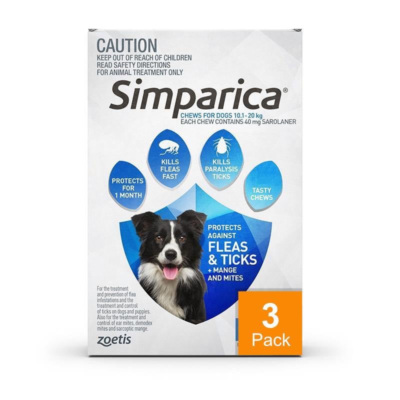 Simparica for Dogs 22.1-44 lbs (10-20 kg) - 3 Pack