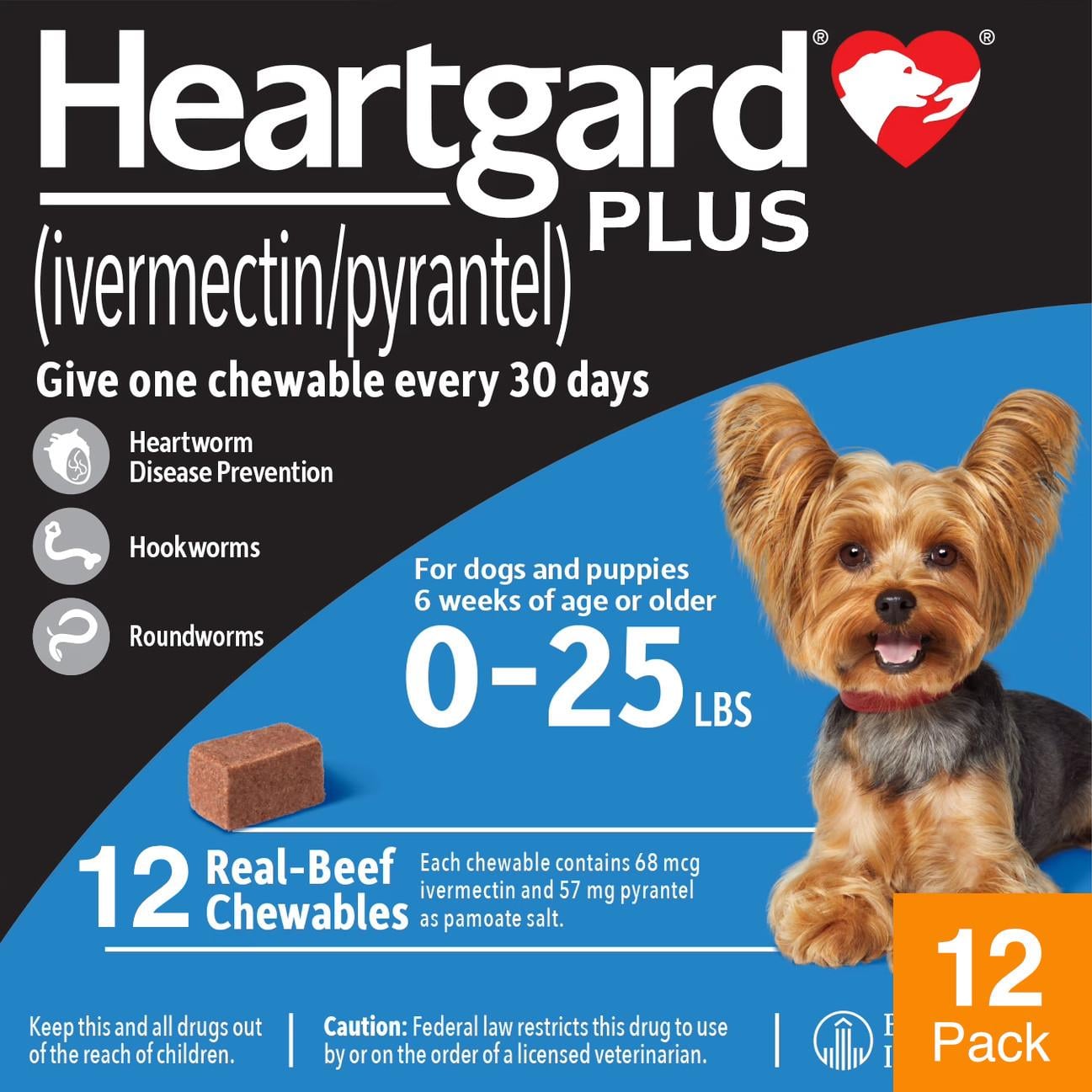 Heartgard Plus For Dogs Under 25 lbs (11 kg) - 12 Chewables