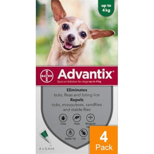 Advantix Dogs Under 4kg 8.8lbs (4kg) - 4 Pack
