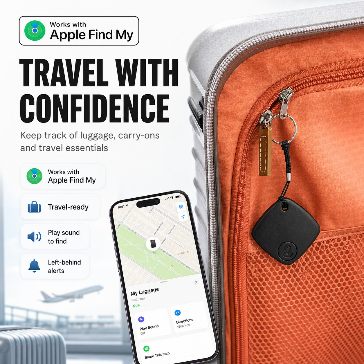 Find My Tracker Tag - Keys Wallet Bag Luggage Finder - Works with iPhone