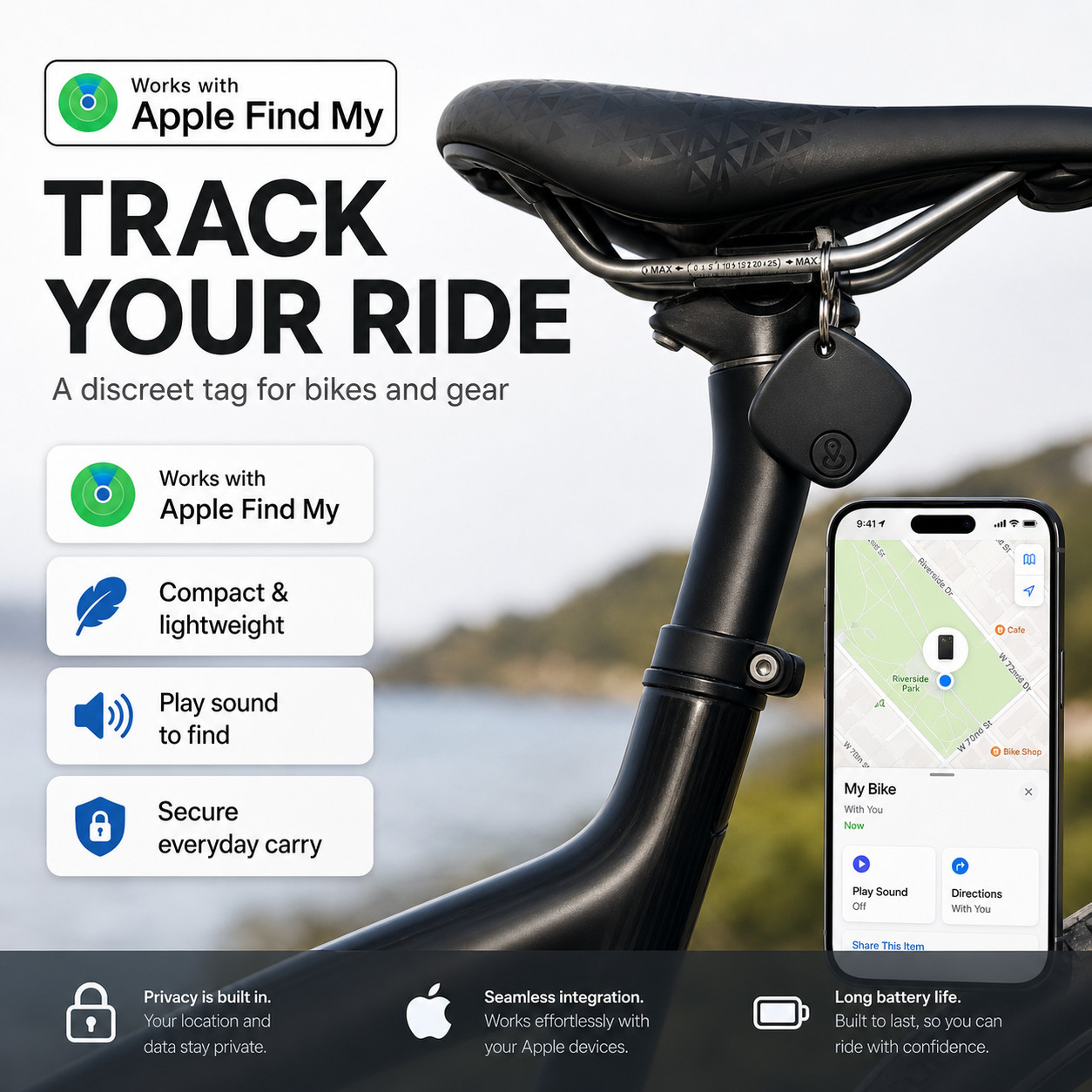 Find My Tracker Tag - Keys Wallet Bag Luggage Finder - Works with iPhone
