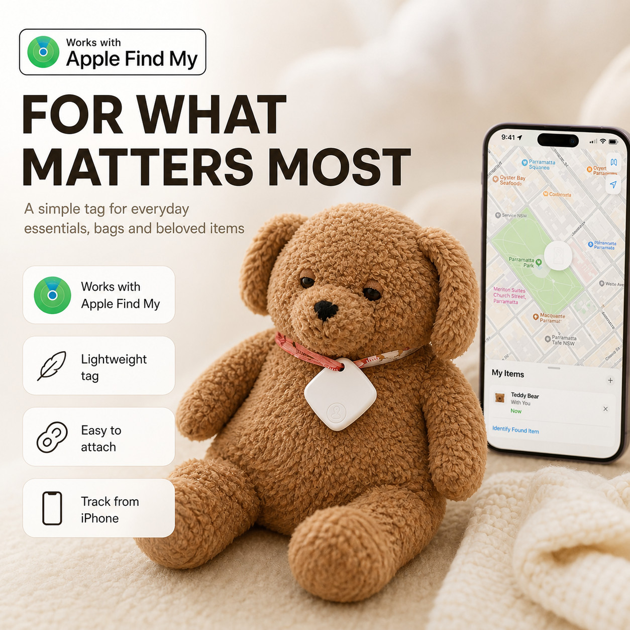 Find My Tracker Tag - Keys Wallet Bag Luggage Finder - Works with iPhone