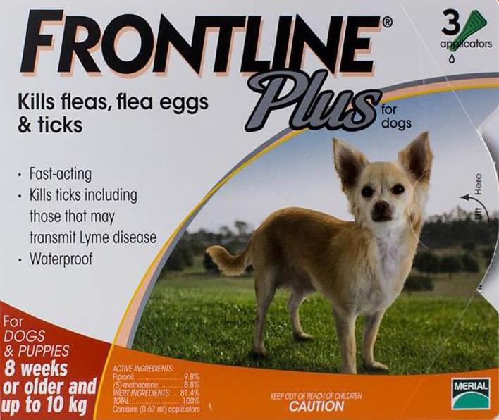 Frontline Plus Small Dogs Under 22lbs (10kg) - 3 Pipettes