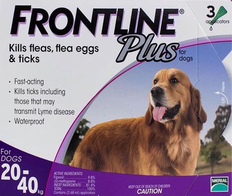 Frontline Plus Large Dogs 44-88lbs (20-40kg) - 3 Pipettes