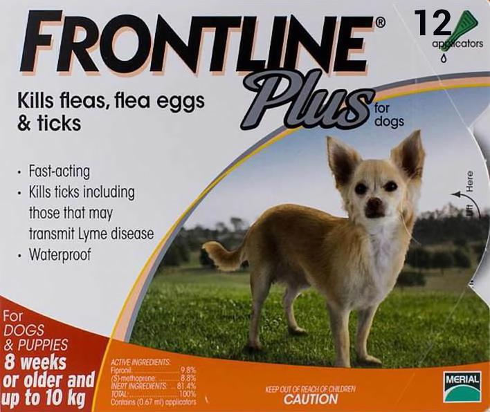 Frontline Plus Small Dogs Under 22lbs (10kg) - 12 Pipettes
