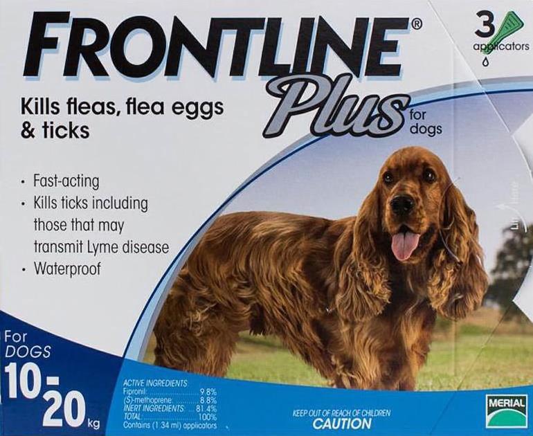 Frontline Plus Medium Dogs 22-44lbs (10-20 kg) - 3 Pipettes